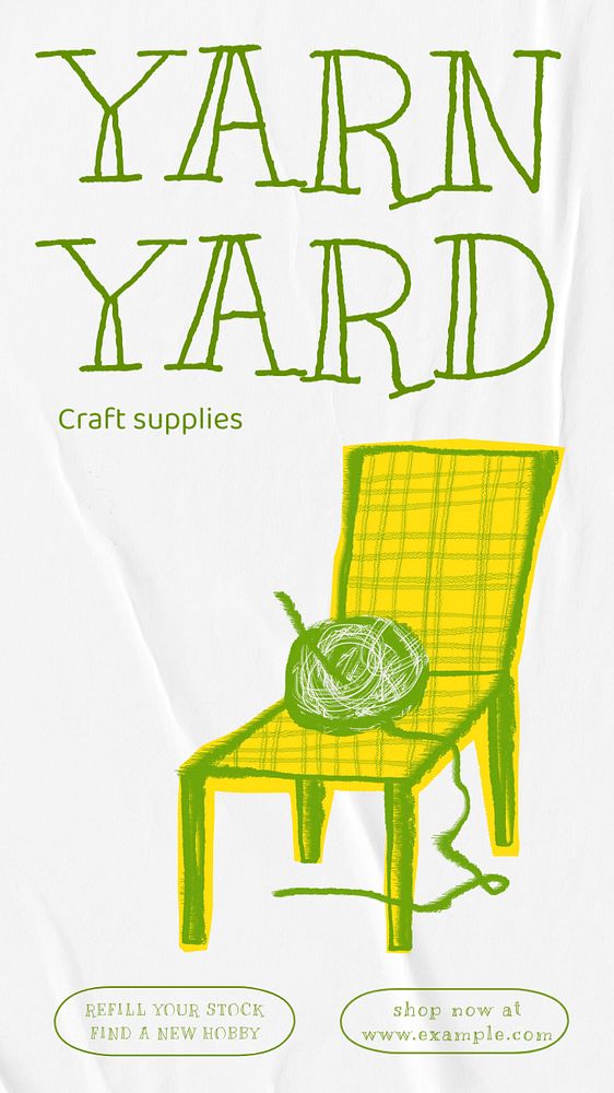 Yarn yard Instagram story template, editable design