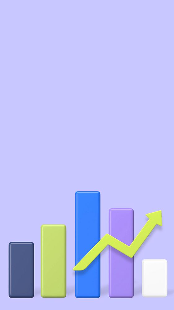 Business bar graph iPhone wallpaper, editable 3D graphics & background 