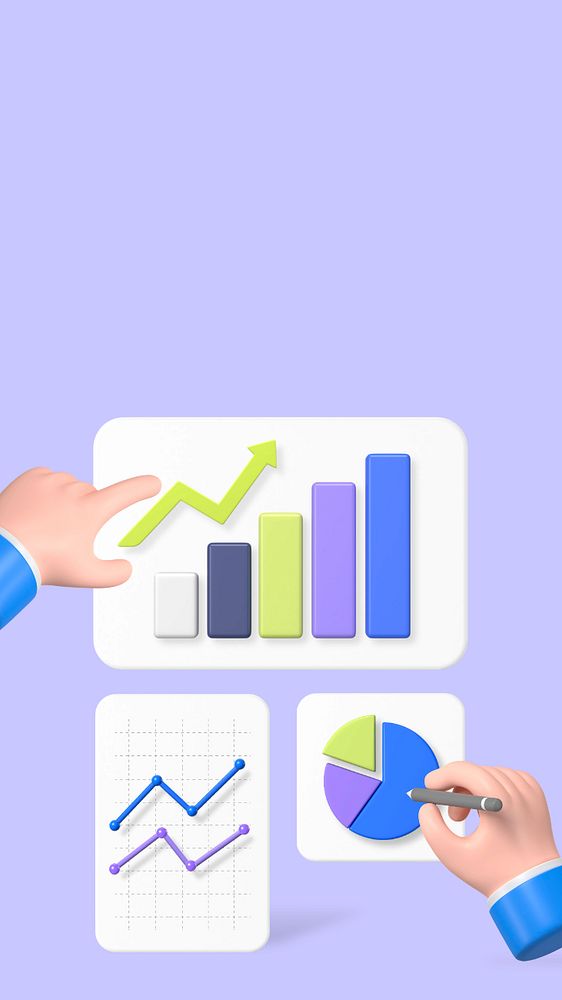 Business management, purple iPhone wallpaper, editable 3D graphics & background 