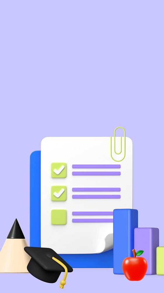 Homework purple iPhone wallpaper, editable 3D graphics & background 