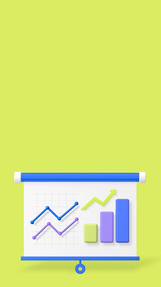 Business analytics, green iPhone wallpaper, editable 3D graphics & background 