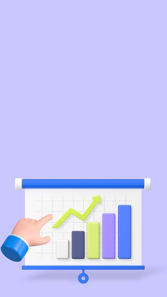 Business analytics, purple iPhone wallpaper, editable 3D graphics & background 