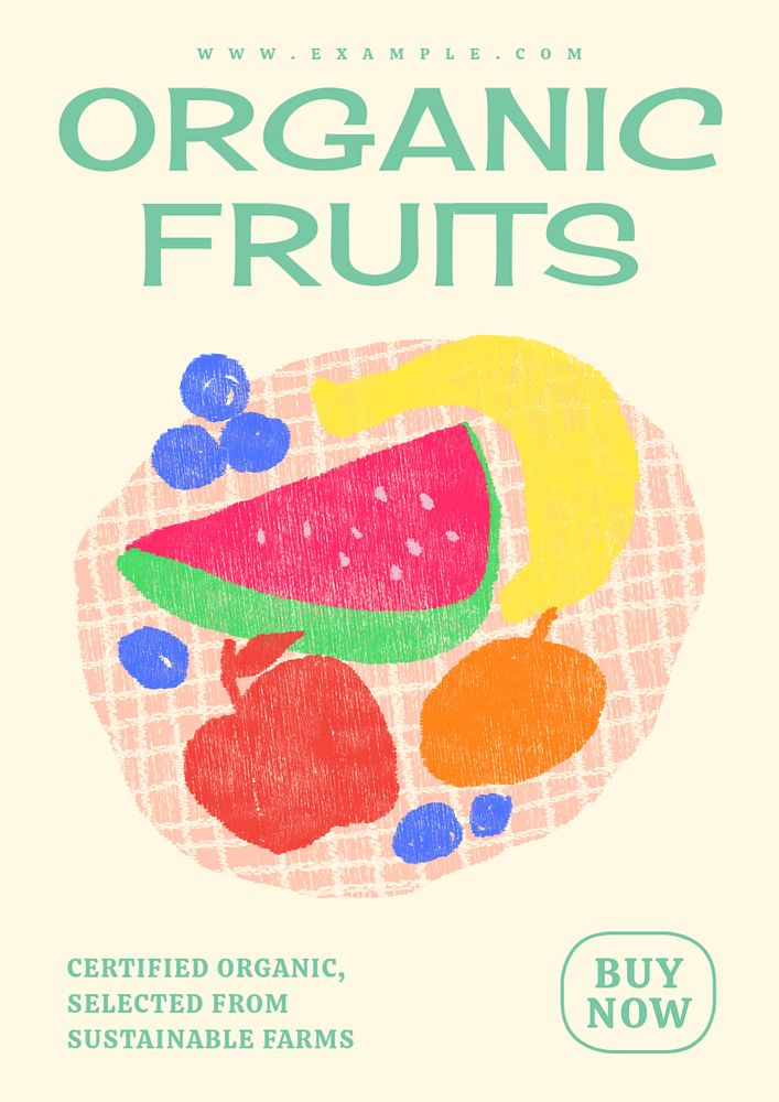 Colorful fruits poster template, editable design