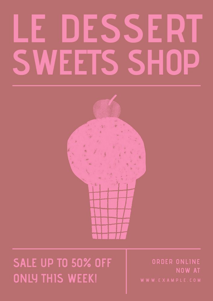 Sweet shop poster template, editable design