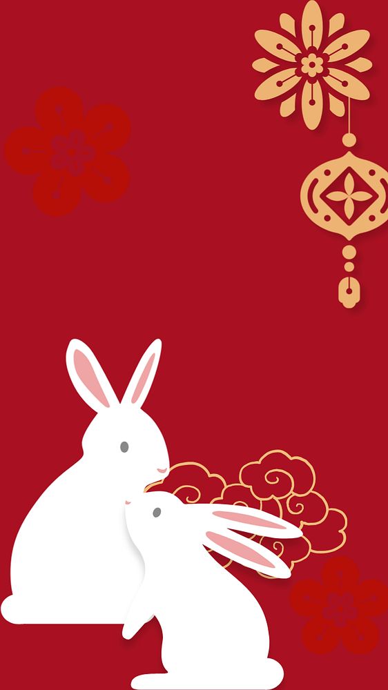 Year of Rabbit iPhone wallpaper, animal zodiac sign background, editable design