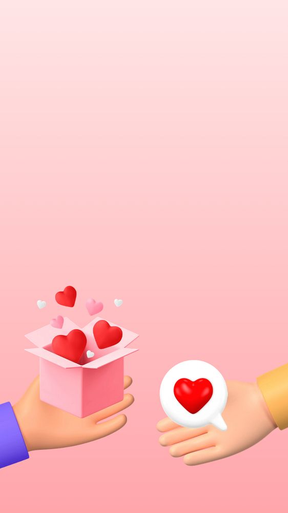 Hand giving love mobile wallpaper, charity and donation background, editable design