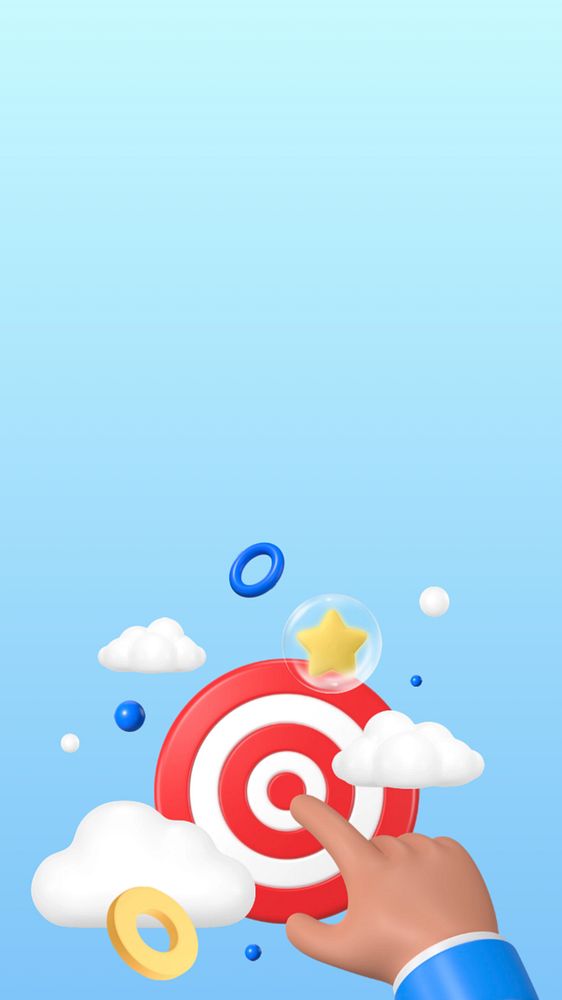 Finger pointing target mobile wallpaper, 3D business background, editable design