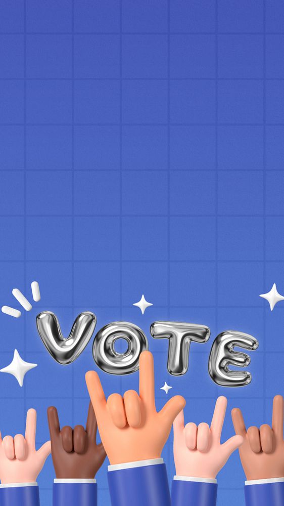 Election vote hands iPhone wallpaper, 3D rendering background, editable design