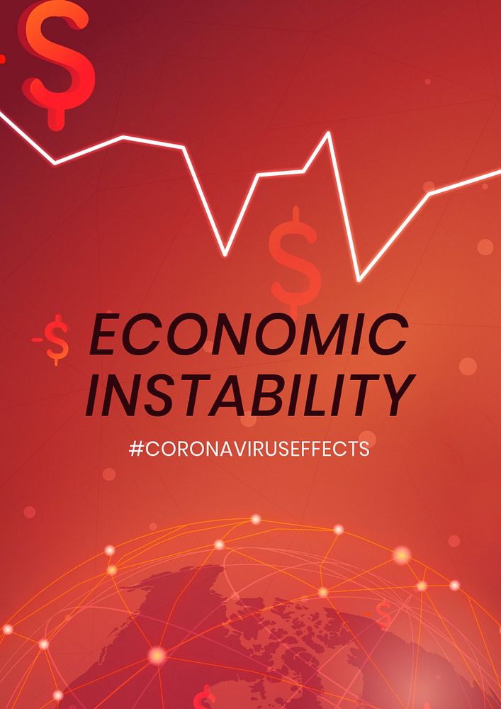 Economic instability editable poster template