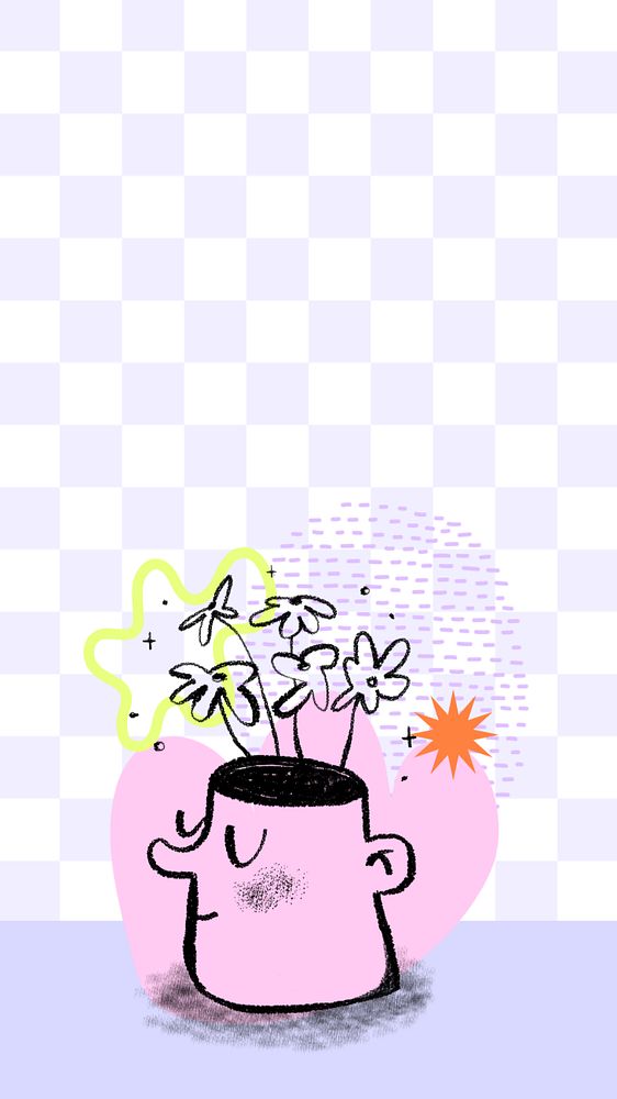 Self-growth doodle mobile wallpaper, editable design