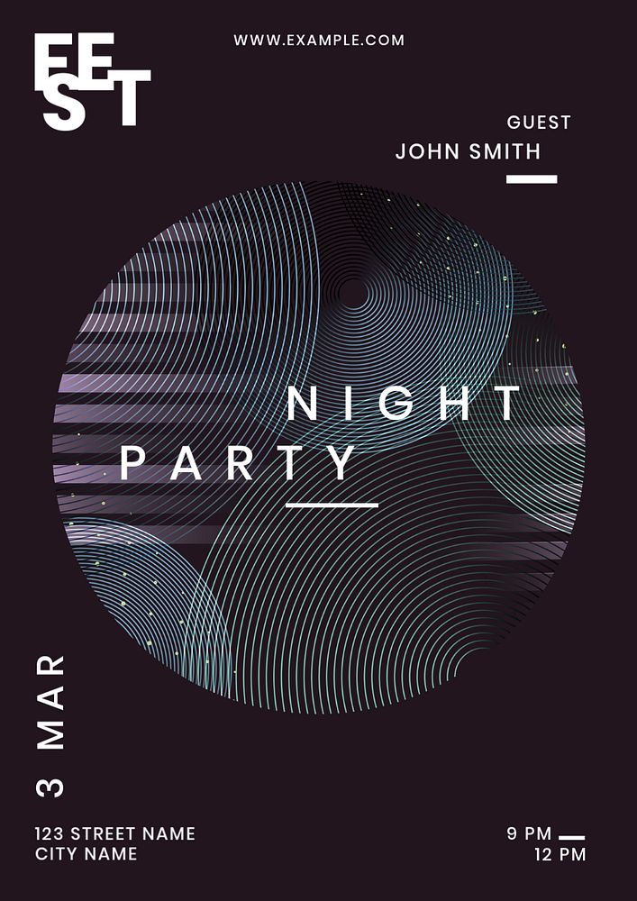 Night party  poster template, editable design  