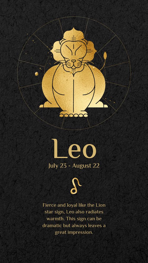 Leo Instagram story template, editable gold Art Nouveau horoscope sign, remixed by rawpixel