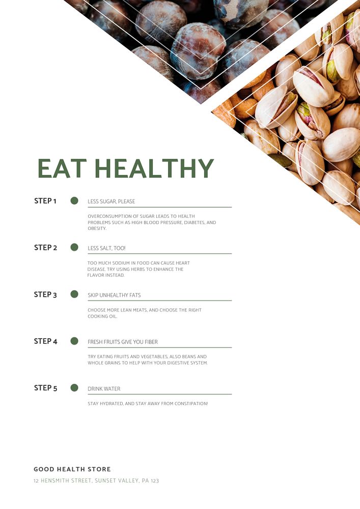 Healthy food poster template, editable design