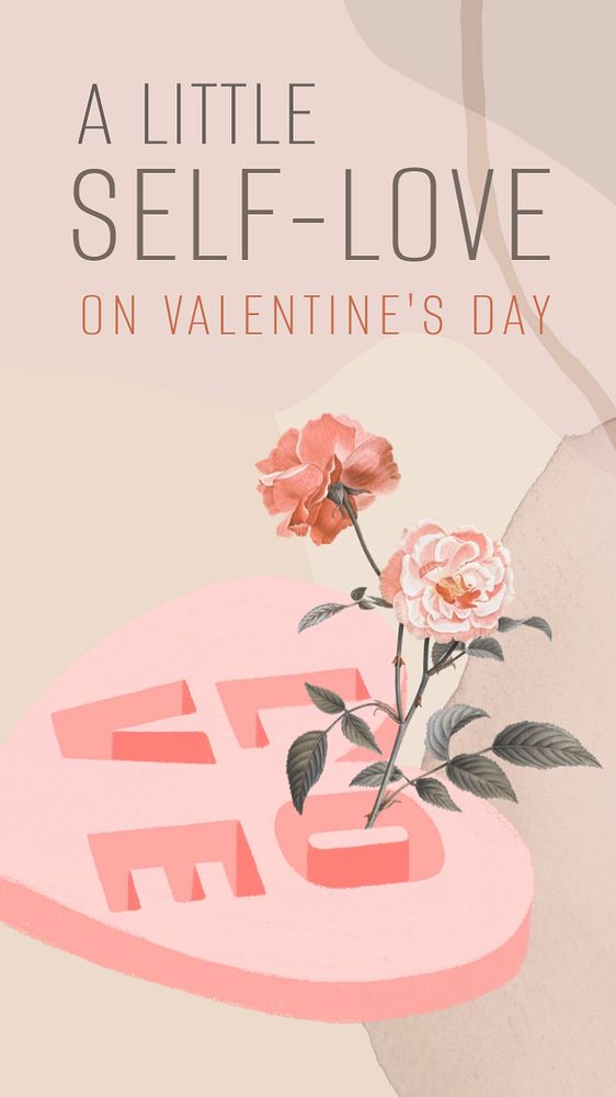 Valentine's self-love Instagram story template, editable design