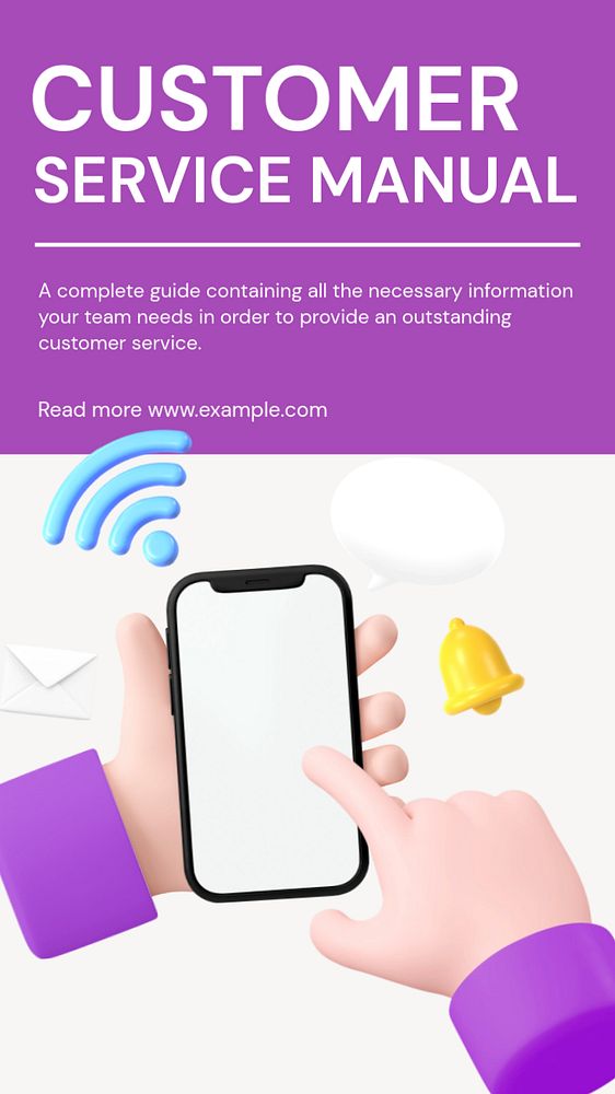 Customer service manual Instagram story template, editable text and funky design