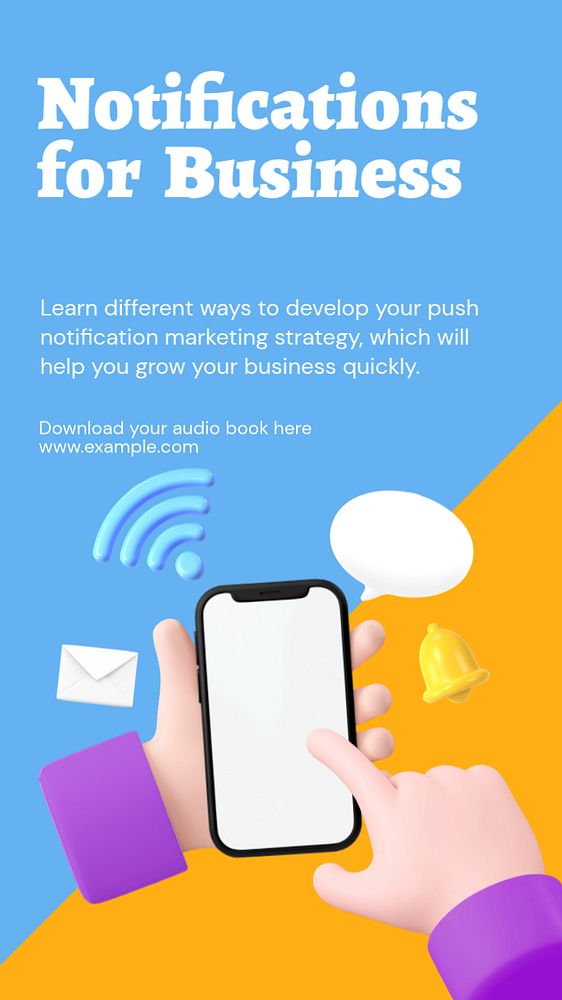 Push notification Instagram story template, editable text and funky design