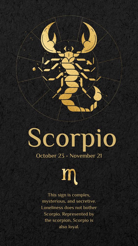 Scorpio Instagram story template, editable gold Art Nouveau horoscope sign, remixed by rawpixel