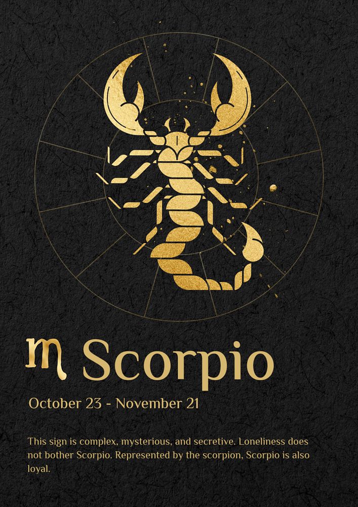 Scorpio horoscope sign poster template, editable gold Art Nouveau design, remixed by rawpixel