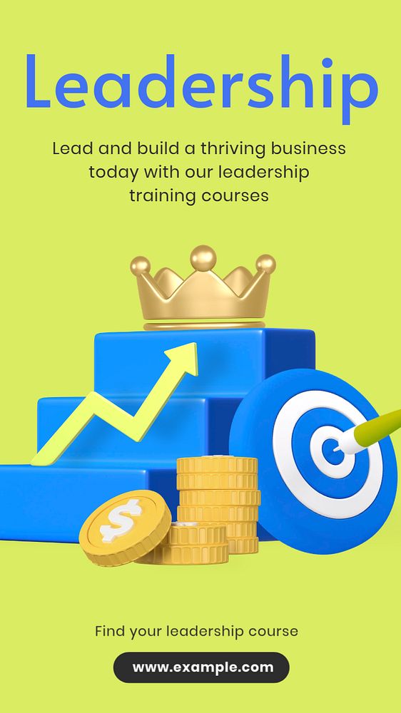 Successful leadership Instagram story template, customizable 3D graphics & text