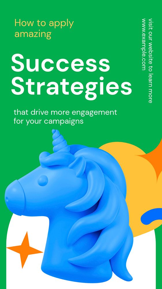 Unicorn strategies Instagram story template, editable text and funky design