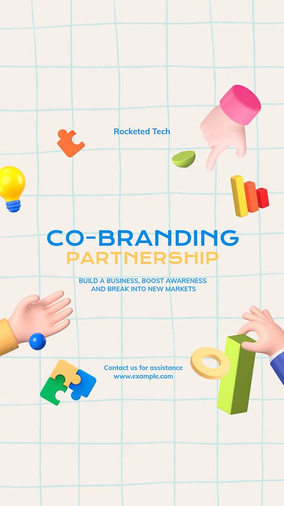 Co-branding partnership Instagram story template, 3D editable design