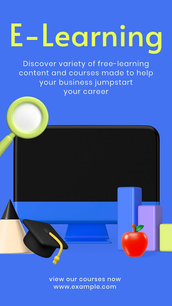 E-learning school Instagram story template, customizable 3D graphics & text