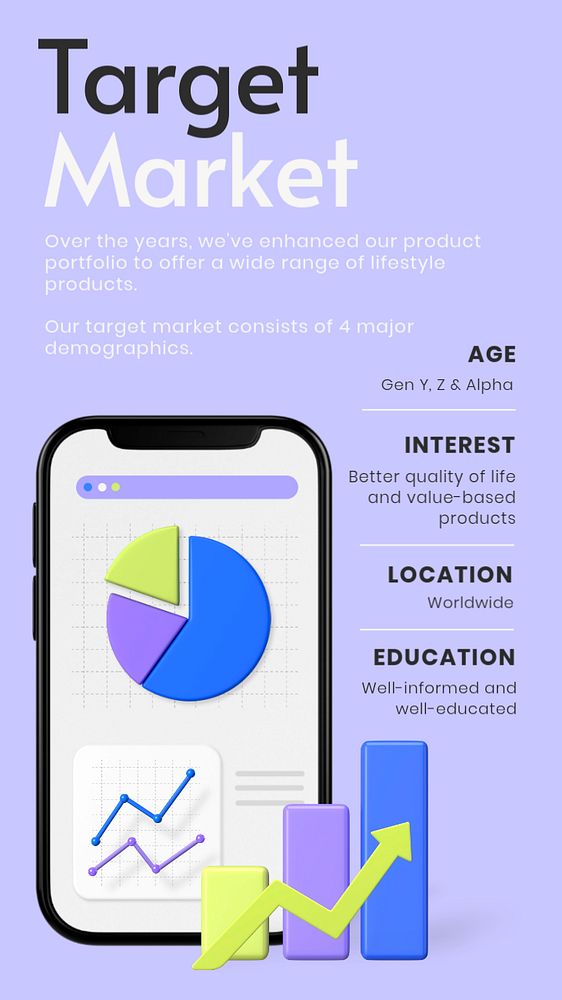 Target market Instagram story template, customizable 3D graphics & text