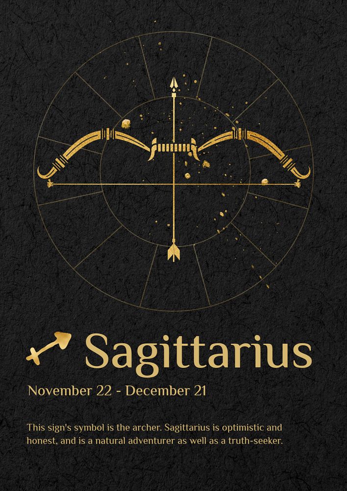 Sagittarius horoscope sign poster template, editable gold Art Nouveau design, remixed by rawpixel