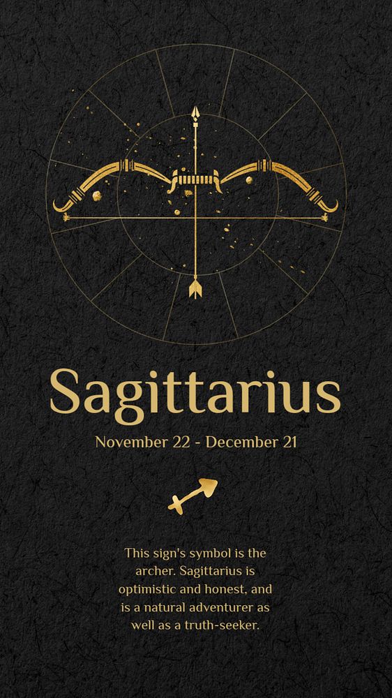 Sagittarius Instagram story template, editable gold Art Nouveau horoscope sign, remixed by rawpixel