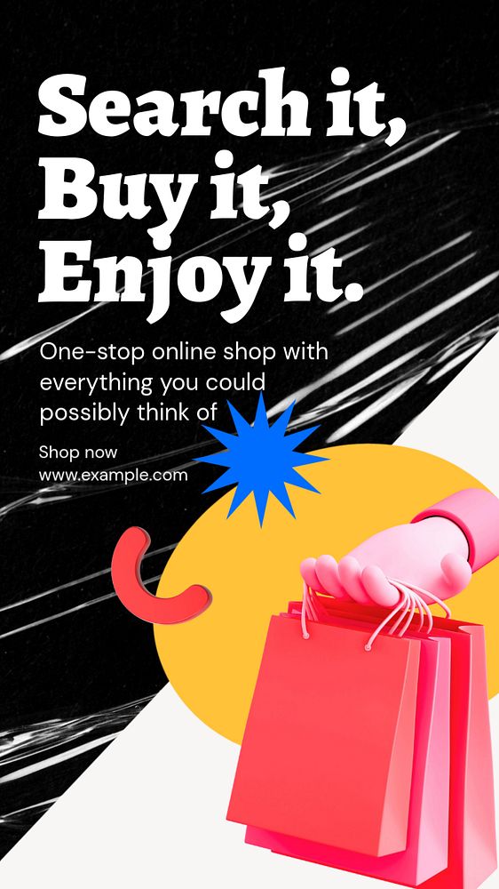 Online shop Instagram story template, editable text and funky design