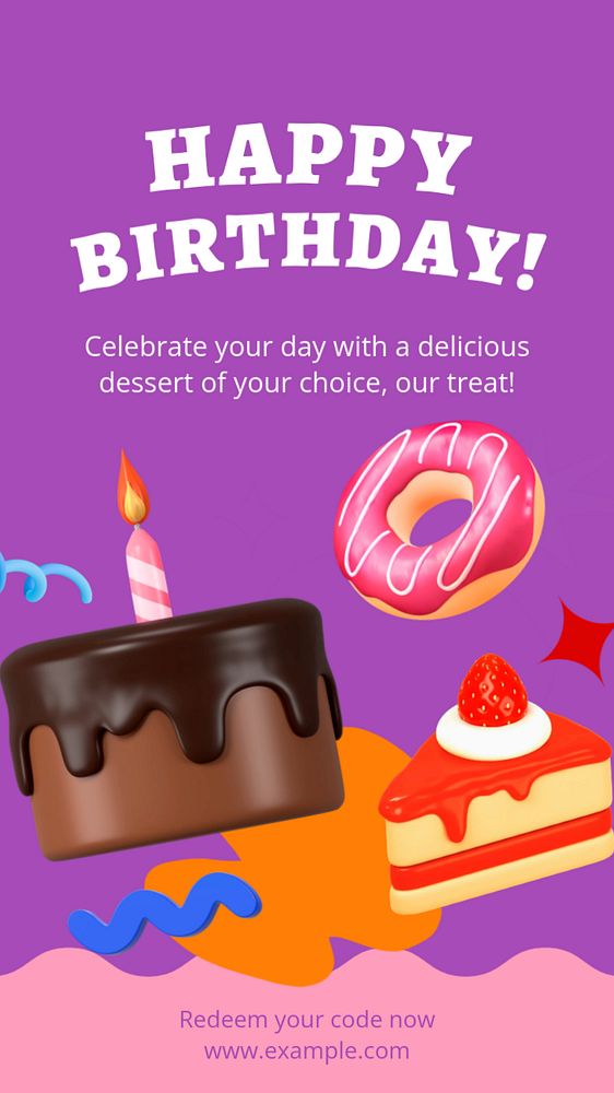 Birthday benefits Instagram story template, editable text and funky design