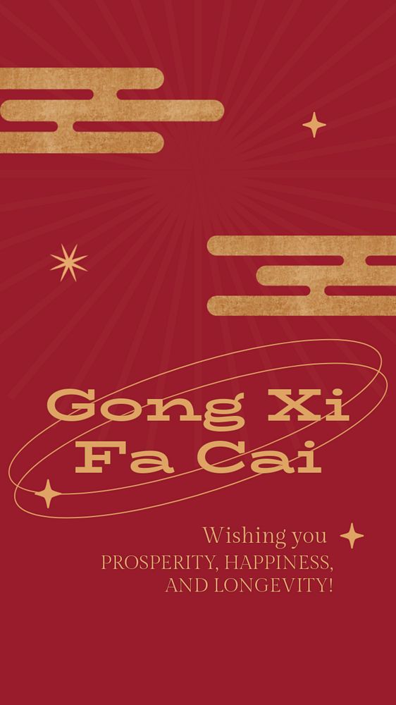 Chinese greeting Instagram story template, Gong Xi Fa Cai, editable design