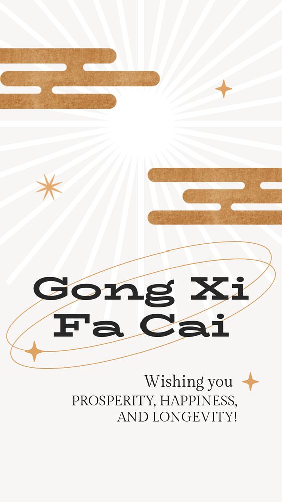 Chinese greeting Instagram story template, Gong Xi Fa Cai, editable design