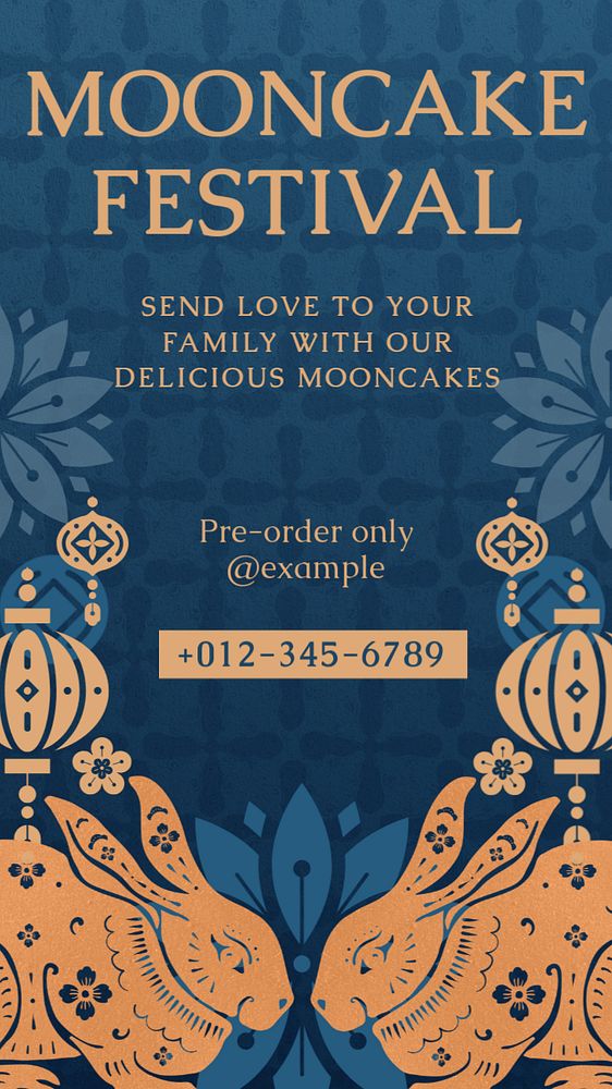 Mooncake festival Instagram story template, editable design