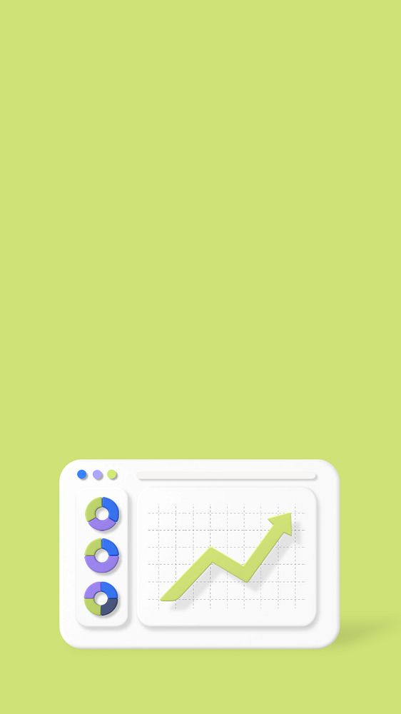 Market analytics, green iPhone wallpaper, editable 3D graphics & background 