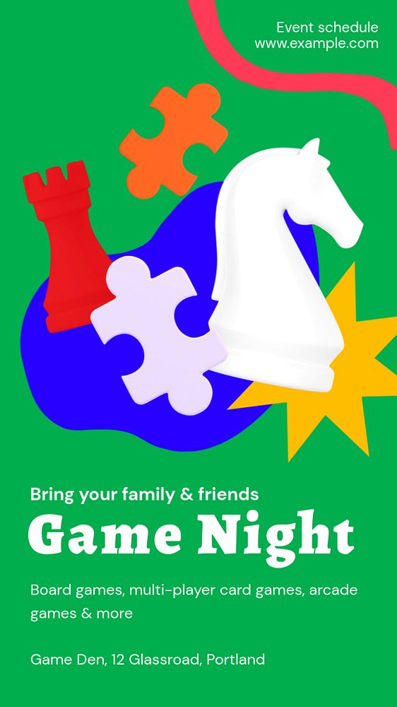 Game night Instagram story template, editable text and funky design