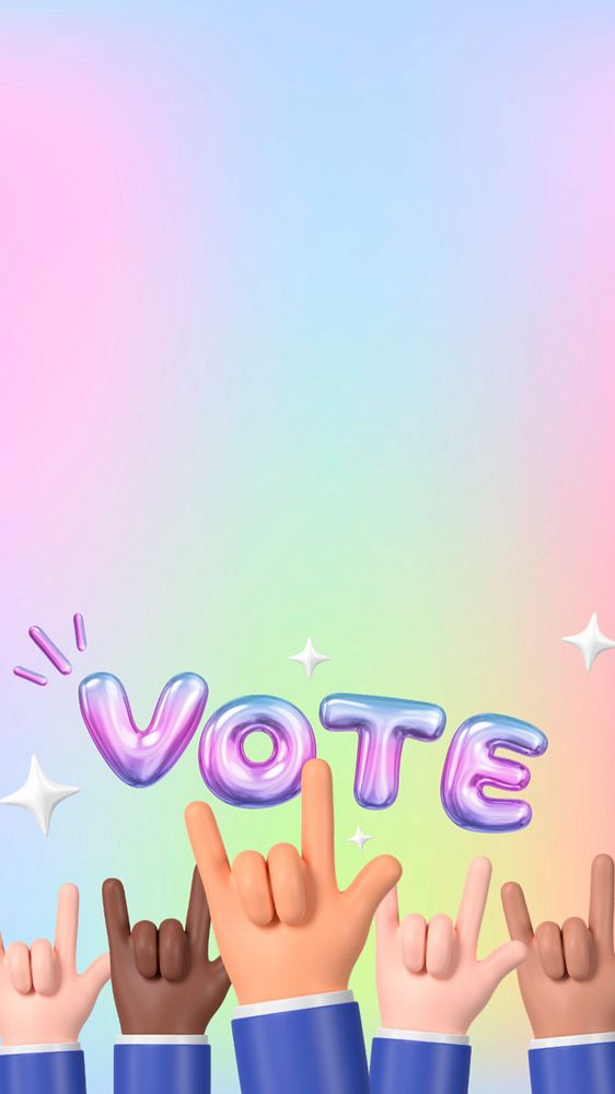 Election vote hands iPhone wallpaper, 3D rendering background, editable design