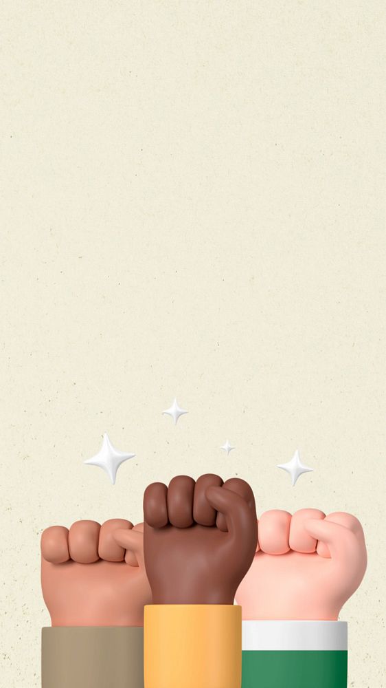 Diverse raised fists iPhone wallpaper, BLM movement background, editable design