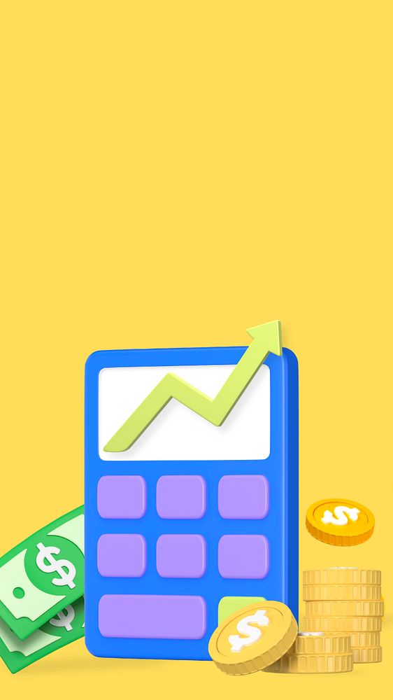 Interest rate calculator iPhone wallpaper, editable 3D graphics & background 