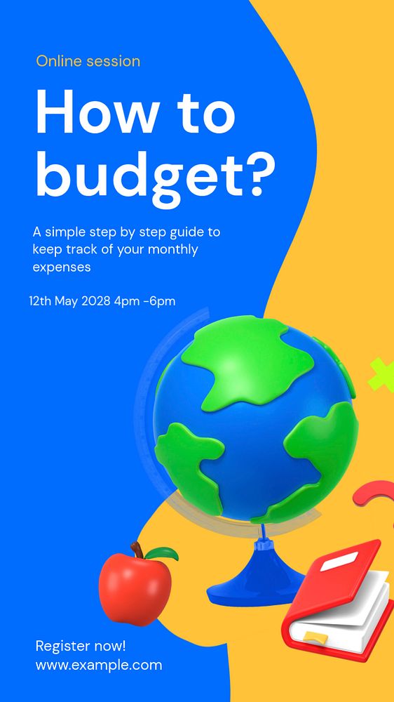 Budgeting Instagram story template, editable text and funky design