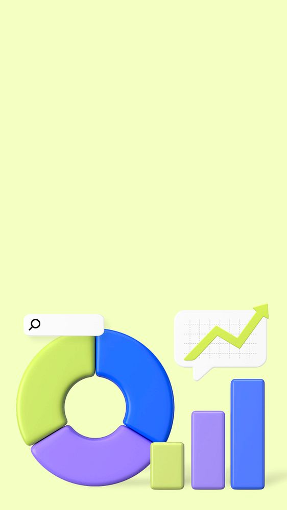 Market share graph, green iPhone wallpaper, editable 3D graphics & background 