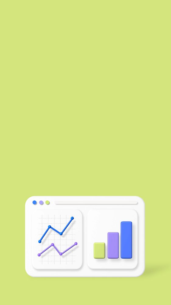 Business analytics, green iPhone wallpaper, editable 3D graphics & background 