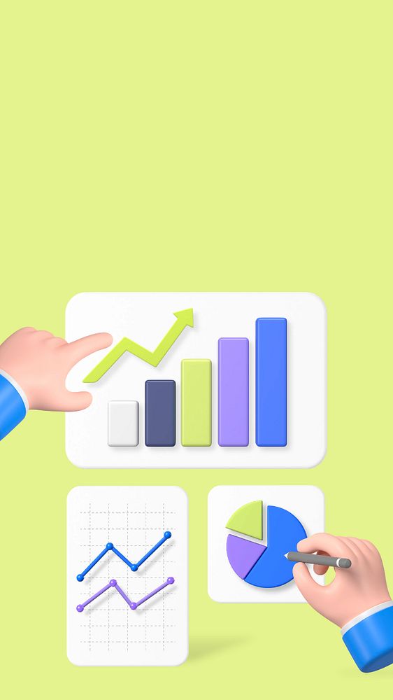 Business management, green iPhone wallpaper, editable 3D graphics & background 