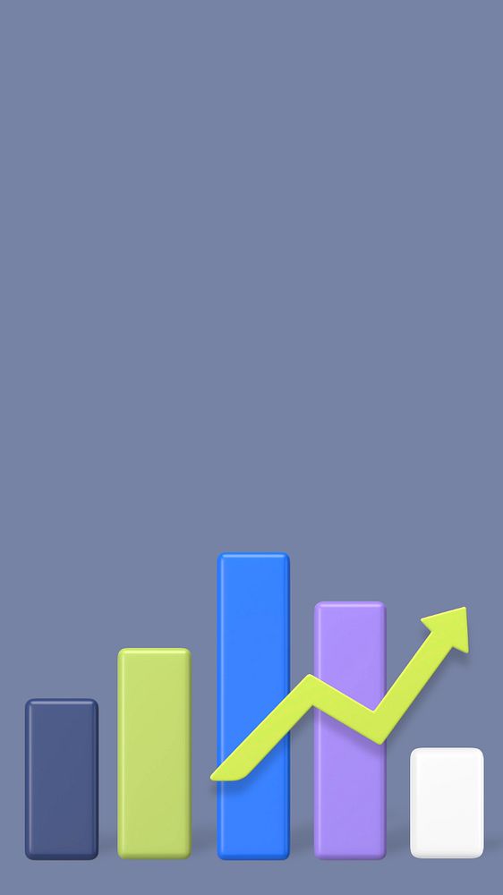 Business bar graph iPhone wallpaper, editable 3D graphics & background 