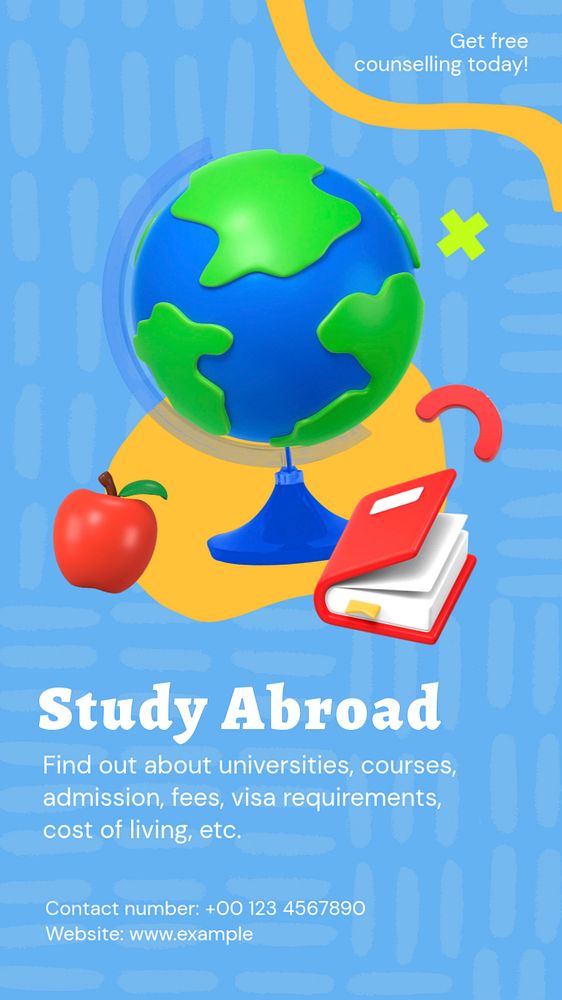 Study abroad Instagram story template, editable text and funky design