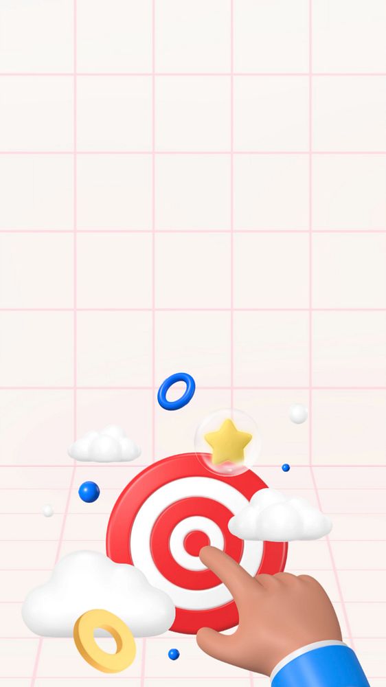Finger pointing target mobile wallpaper, 3D business background, editable design