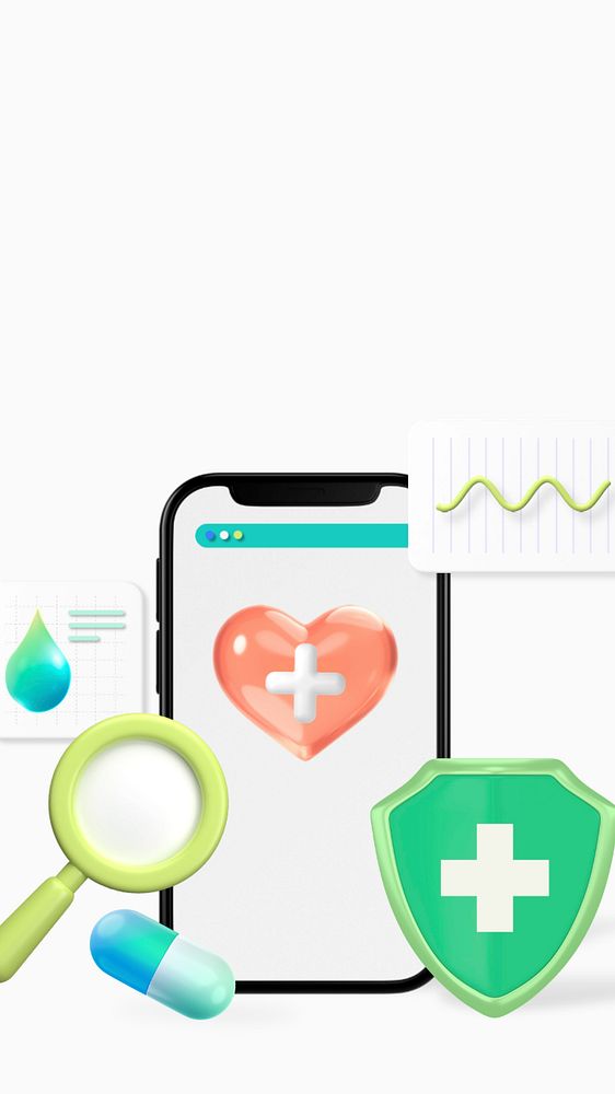 Medical app iPhone wallpaper, editable 3D graphics & background 