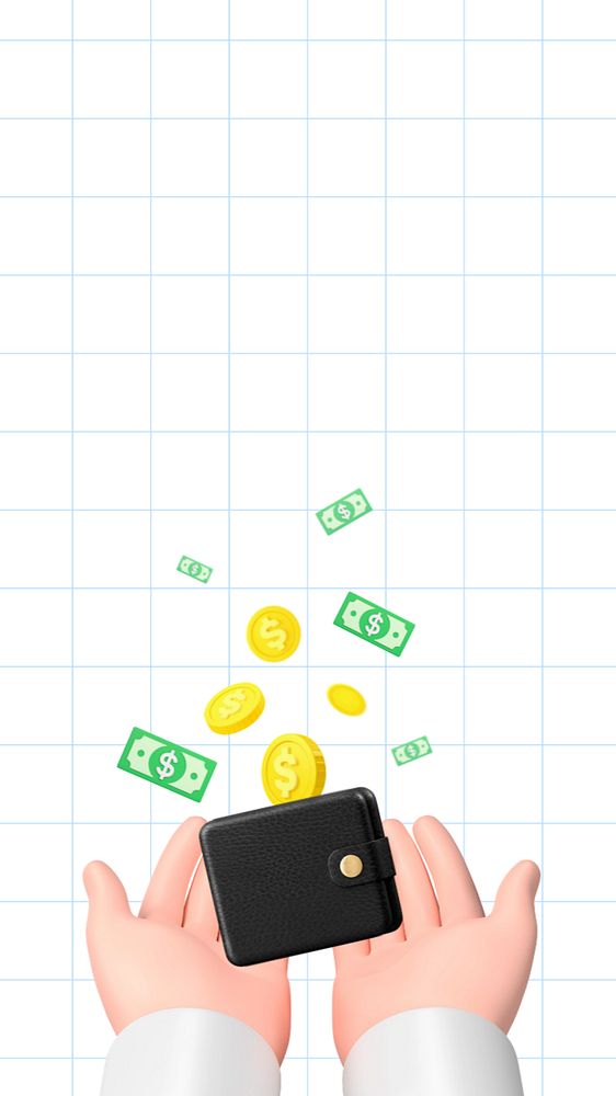 Finance passive income phone wallpaper, 3D hands illustration, editable design