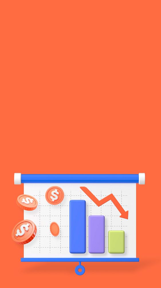 Financial crisis, red iPhone wallpaper, editable 3D graphics & background 
