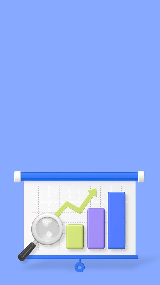 Business analytics, blue iPhone wallpaper, editable 3D graphics & background 